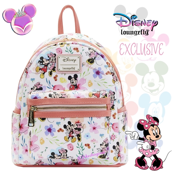 NWT Floral Pastel Disney 100th Anniversary Spring Backpack  Exclusive Loungefly - Picture 4 of 16